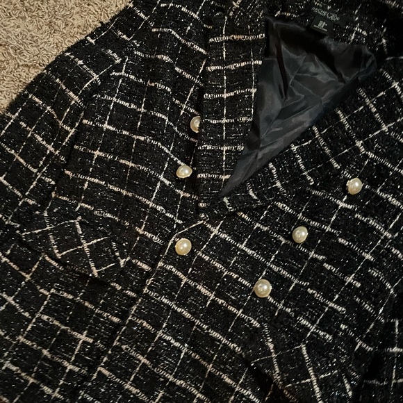 Rachel Zoe Small Black Silver Tweed Silver Crest Button Short Blazer Jacket - Picture 2 of 4